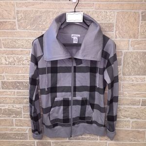 Self Esteem Plaid Gray Oversized Fold Over Jacket